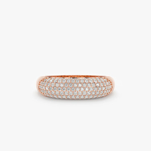 Yellow Gold Multi Row Pave Lab Grown Diamond <b>Dome</b> <b>Ring</b> - Product Image 3