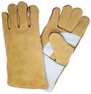 Gants de soudage TIG en cuir véritable, gants de soudage TIG en cuir bleu, gants de sécurité thermiques longueur poignet - Product Image 5