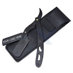 Rasoir droit professionnel pour barbier, verrouillage pivotant, logo personnalisé, lame en acier inoxydable, étui en cuir, rasoir à barbe OEM, directement de l'usine - Product Image 1