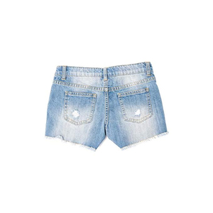 Últimos pantalones cortos de mezclilla desgastados para mujer, de cintura media, con dobladillo deshilachado, estilo casual de verano, color liso, corte boyfriend, tela de algodón. - Product Image 2