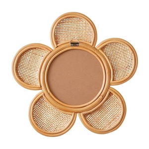 Flower Round Rattan <b>Mirror</b> Kids Furniture Wall Hanging <b>Mirror</b> Nursery Room Woven Petal Wall Decor Wholesale - Product Image 2