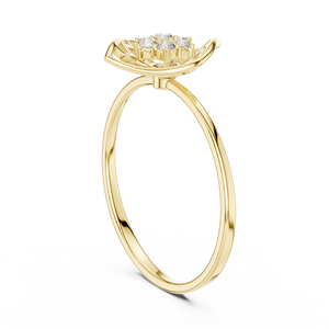 Anillo de Diamantes de Oro Sólido de 14k para Mujer, Diseño de Hoja Abstracta, Corte Brillante Redondo, Anillo de Compromiso Clásico, Diseño Minimalista, para Regalo - Product Image 2