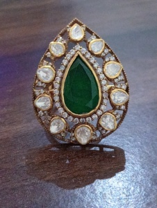 Amaira Jewels Water Drop Cocktail <b>Ring</b> Green Doublet Stone <b>Silver</b> Gold Plated Classic Women's Wedding <b>Ring</b> <b>Adjustable</b> - Product Image 6