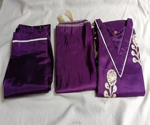 Purple Embroidered Silk Salwar Kameez Dupatta Women Traditional Wedding Wear <b>Ankle</b> Length India Pakistan Style 83801 BS...146 - Product Image 3