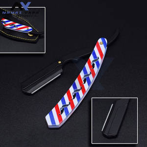 Rasoir à lame droite en acier inoxydable sur mesure pour hommes, manche recouvert de papier, rasoir de barbier pour le soin du visage et du corps - Product Image 3