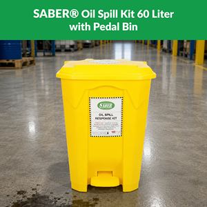 Kit de nettoyage des déversements d'hydrocarbures industriels SABER SO60-SK/PB, capacité de 60 L, bac à pédale absorbant, écologique, 100 % polypropylène, gestion des déchets - Product Image 3