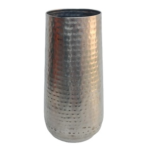 Modern Handcrafted Hammered Metal Vase Unique Textured Geometric Decorative Vessel Minimalist <b>Tabletop</b> for Home Decor - Product Image 1