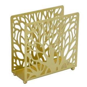 Porte-serviettes moderne en métal noir Arbre de Vie avec base en bois, distributeur vertical de mouchoirs en papier pour table de cuisine et restaurant - Product Image 3