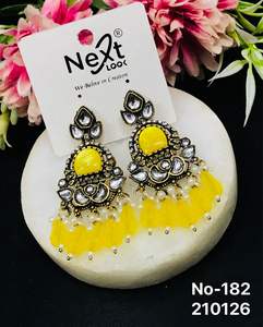 Wholesale Vintage Traditional Indian Stylish Stainless Steel Alloy Trendy Geometric Women's Jhumka <b>Earrings</b> for Wedding Party - Product Image 6