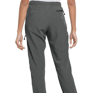 Women’s Outdoor Fashion Quick Dry Cargo <b>Trousers</b> Solid Color Elastic Waist <b>Drawstring</b> And Legs Zip Pockets Sporty Style Pants - Product Image 3
