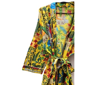 Kimono de algodón hecho a mano para mujer, estampado único, ropa de dormir de verano, cintura elástica, bata de dama de honor, talla única - Product Image 2
