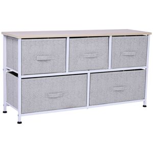 Cassettiera Contemporanea in Metallo da 40L con 5 Cassetti e Contenitori in Tessuto per Camera da Letto/Soggiorno - Product Image 1