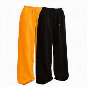 Pantalon sarouel en tissu éponge pour femmes, couleur unie, coupe ample, longueur complète, taille élastique, style décontracté, bleu et noir, vêtements de printemps - Product Image 6