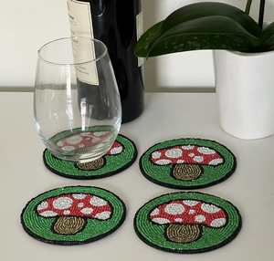 Posavasos de Cuentas Reutilizables, Posavasos de Cuentas Hechos a Mano con Forma de Hongo, Posavasos Redondos de Cuentas, ¡Gran Venta! - Product Image 1