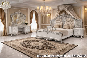 Juego de Muebles de Dormitorio Hechos a Mano Royal Regency, Estilo Exclusivo Kingdom, Juego de Cama de Madera de Teca, Último Modelo de Cama Tallada a Mano con Mesa de Noche, Reino Unido - Product Image 4