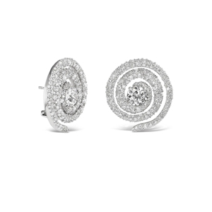 Luxury Round Diamond Stud <b>Earrings</b> 925 <b>Silver</b> Women's <b>Wedding</b> Jewelry - Product Image 1
