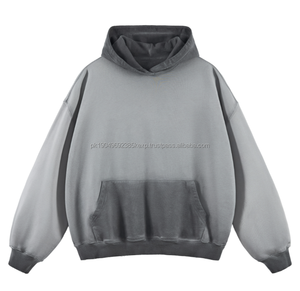 Fabricación de algodón 100% paños de hombro caído para hombres pulóver Unisex personalizado de peso pesado de gran tamaño bordado en blanco sudaderas con capucha - Product Image 4