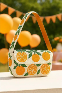 Crochet Shoulder <b>Bag</b> With Crab Embroidery <b>Blue</b> White Waves Preppy Style Single Handle Summer Daily Use Water Resistant - Product Image 5