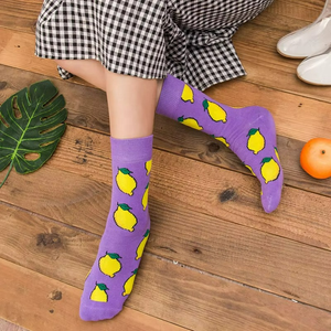 ถุงเท้าผู้หญิงลายการ์ตูนผลไม้น่ารักๆ กล้วย อะโวคาโด เลมอน ไข่ - Product Image 3