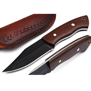 Cuchillo de Caza de Hoja Fija Hecho a Mano de Acero Inoxidable con Acabado Negro y Mango de Madera, OEM Disponible para Camping y Bushcraft - Product Image 3