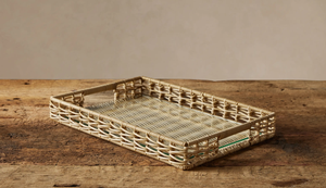 Plateau de service rond en rotin de qualité supérieure, idéal pour les restaurants et les hôtels, comme centre de table luxueux. - Product Image 4