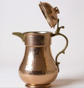 Carafe à eau en cuivre pur au design martelé, poignée en laiton, capacité 500-1000 ml, style classique pour la cuisine et la table - Product Image 3