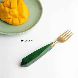 Ensemble de couverts en or et argent pour restaurants avec poignées en résine, couleur verte, ensemble de couverts décoratifs de style nouveau et super soldes sur les couverts - Product Image 3