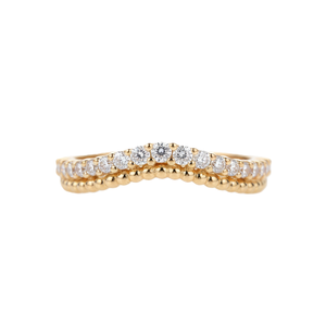 Bague demi-éternité minimaliste incurvée en or massif 9K 10K 14K 18K avec diamants de laboratoire ronds, pavée, empilable, anti-migraine, vente en gros - Product Image 1