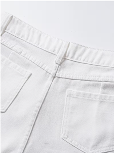 Shorts de Mezclilla de Cintura Alta para Mujer TRIBON SPORTS, Bordado de Estrellas, Ropa Casual de Verano, Algodón Blanco, Corte Recto, Ajuste Ceñido, Secado Rápido - Product Image 6