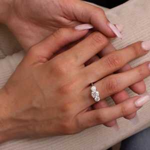 4 Carat Round Lab <b>Diamond</b> Three Stone <b>Ring</b>, 14k White Gold, IGI Certified E-VVS2 - Product Image 3