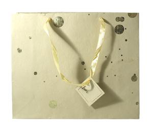 Wholesale Eco Friendly Luxury Creative New Design Handmade Recycled Cotton Paper Khaki Color Foil Print Design Cotton Rope <b>Bag</b> - Product Image 2