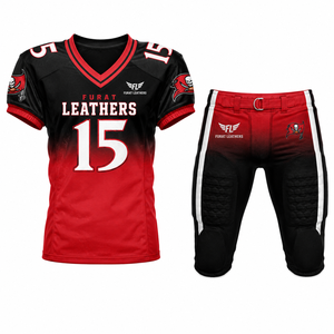 ชุดเสื้อฟุตบอลอเมริกัน Furat Leathers คอวี แขนสั้น ระบายเหงื่อได้ดี พิมพ์ลายแบบ 3 มิติ ไล่เฉดสีแดง - Product Image 3
