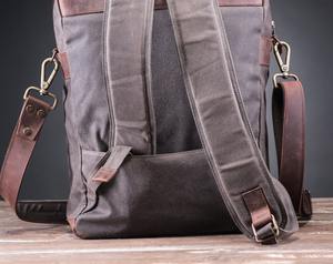 Genuine Leather <b>Canvas</b> Water Resistant <b>Backpack</b> Customizable Laptop Travel School Wholesale Manufacturer LCB-0074 - Product Image 5