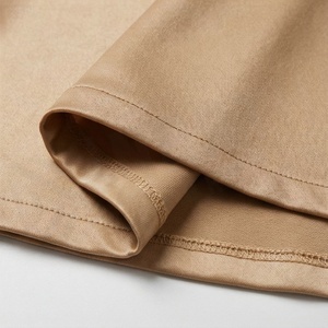 Women A-Line Mini <b>Skirt</b> PU Leather Satin <b>Elastic</b> Waist Shiny Solid Color Pleated Design All Seasons Wear - Product Image 6