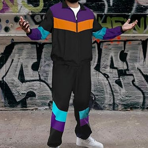 Ensemble de survêtement pour homme années 90, costume d'Halloween, veste coupe-vent années 70, ensemble de survêtement 2 pièces, ensemble hip hop, streetwear rétro, mode - Product Image 3