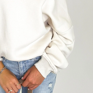 เสื้อสเวตเชิ้ตผ้าเฟรนช์เทอร์รี่สำหรับฤดูหนาว ทรงหลวมสำหรับผู้หญิง แขนเสื้อและชายเสื้อแบบริบ มีซับใน ใส่สบาย สไตล์ลำลอง สตรีทแวร์ เนื้อผ้านุ่ม อบอุ่น - Product Image 4