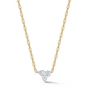 Pear Marquise Lab Grown Diamond Pendant Necklace 14K Solid Gold Mixed Cut Two Stone Cluster Prong Cable Chain B2B Factory Price - Product Image 3
