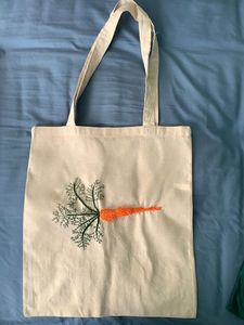 Bolso de mano de lona de algodón con bordado a mano de personaje fantasioso con aguja mágica, ecológico, reutilizable, divertido, con diseño de cara de flor y dibujos animados - Product Image 3