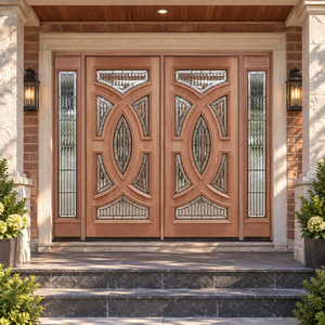 Golden Aero Solid Wood Entry Door CNC Circular Design Custom Support Swing Manual Exterior Contemporary - Product Image 5