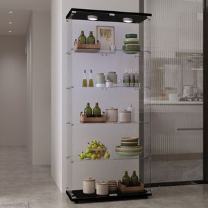 Vetrina Espositiva Paipai Lights & Locks con Fondo Regolabile in Vetro Temperato per Conservazione Liquori e Documenti con Funzionalità Premium - Product Image 3