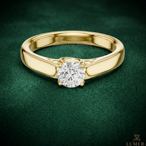 Anillo de Compromiso Solitario de Diamante Cultivado en Laboratorio con Corte Brillante, Chapado en Oro Amarillo de 18K, para Mujer, Estilo Clásico de Lujo, Marca Lumera - Product Image 1