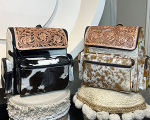 Nouveau sac à couches de voyage multifonction en cuir repoussé à la main sac à dos pour femmes en cuir de vachette Floral grande capacité sac à dos à la mode - Product Image 3