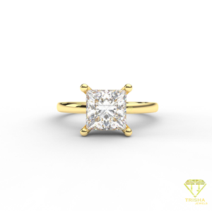 Princess Cut Moissanite Engagement <b>Ring</b> 14K Gold Plated <b>Solitaire</b> <b>Ring</b> For Women - Product Image 4