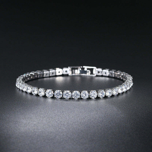 Pulsera de Moissanita con Corte Redondo en Tono Dorado, Joyería de Lujo Brillante para Mujer, Elegante Pulsera para Fiestas - Product Image 2