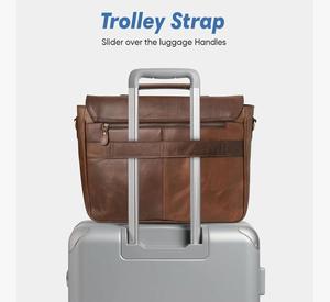 Sac messager vintage en cuir véritable avec fermeture éclair et bandoulière réglable de 50 à 65 cm pour usage quotidien - Product Image 5