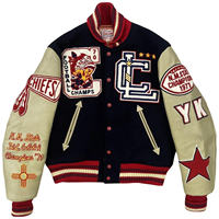 Blouson universitaire unisexe personnalisé OEM pour l'hiver, style urbain, manches longues, avec patchs brodés en chenille et logo frontal