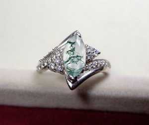 Bague en agate verte naturelle pour femmes, argent sterling 925, bijoux délicats en pierres précieuses, bague vintage faite à la main pour elle - Product Image 6