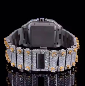 Platinum Luxe Wave iced out Moissanite Quartz Watch for Men Diamond Style Luxury Wrist Watch Sparkle and Solid Construction - Product Image 1