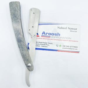 Rasoir de coiffeur professionnel de haute qualité avec logo personnalisé outil manuel en acier inoxydable solide avec manche en bois durable vente en gros - Product Image 2