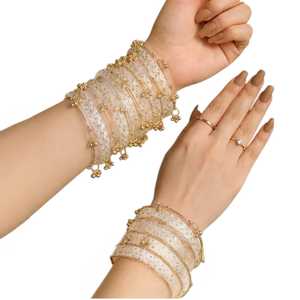 Bracelets en verre traditionnels du Cachemire, multicolores, plaqués or, ensemble de bijoux de mariage, couleurs personnalisées disponibles - Product Image 6
